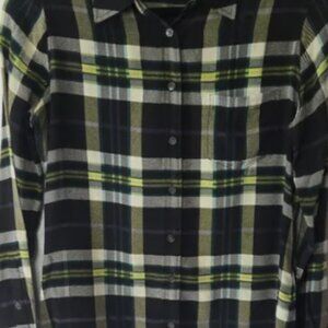 Equipment Femme Plaid 100% Silk Brett Oversized Blouse Top Size XS